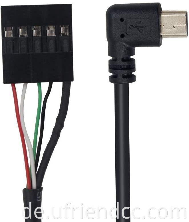 90 Grad linker Winkel Mini USB Männlich bis 5 Pin Motherboard weiblicher Adapter Dupont erweitertes Kabel